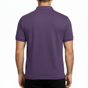 OEM Men's purple Polo Shirt with grey Contrast Chest Panel Short Sleeve Breathable Performance Fit Casual Golf Polo T-Shirt - Product Image 4