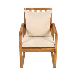 Ensemble de table à manger d'extérieur moderne avec chaises rembourrées, finition teck, meubles de jardin et de terrasse - Product Image 4
