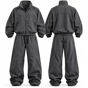 Ensemble de survêtement gris foncé pour homme, veste zippée coupe-vent, pantalon de jogging, vêtements de sport ONEAPEX, vêtements en gros personnalisés - Product Image 2