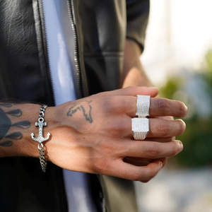 Bague carrée faite à la main, sertie de pierres, style Hip-Hop, bijoux de luxe, coupe brillante ronde VVS, bague personnalisée pour homme, effet bling-bling - Product Image 6