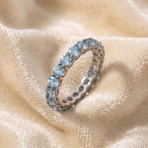 Anillo de Eternidad Completo con Topacio Azul Natural Redondo en Plata de Ley 925, Joyería Fina, Memoria Jewels, Venta al Por Mayor - Product Image 3
