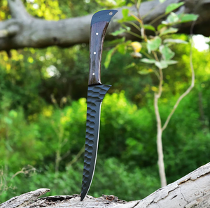 Custom Handmade Carbon Steel Fillet <b>Knife</b> Full Tang Resin Leather Sheath Modern Ambidextrous Outdoor Survival Eco-Friendly - Product Image 3
