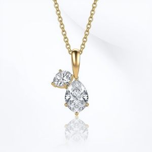 Collar con Colgante de Diamante Cultivado en Laboratorio en Forma de Corazón y Pera, en Oro Sólido de 9K, Joyería Fina para Mujer, Diseño OEM Personalizado - Product Image 1