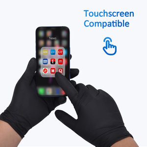 Gants en nitrile 6 mil, 8 mm, 9 pouces, pour barbier, salon de tatouage, esthétique, rose, boîte personnalisée, sans poudre, gants en nitrile noirs à paume en nitrile, vente en gros - Product Image 5