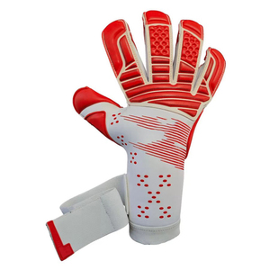 Football Goalkeeper Gloves Red White PU Leather Full <b>Finger</b> Non Slip Breathable Adjustable Wrist <b>Strap</b> Unisex Sports Gear - Product Image 4