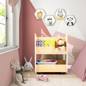 Libreria in legno per bambini con ruote universali altri mobili per bambini - Product Image 3