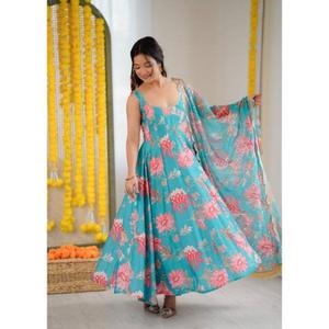 SGF-PRESENTA EL NUEVO TRAJE ANARKALI DE CORTESO DE CAMISETA CON ESTAMPADO FLORAL Y MODELO REAL PARA LA PRÓXIMA TEMPORADA DE FESTIVALES - Product Image 1