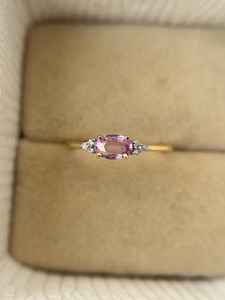 Bague unique en saphir rose, bague de fiançailles en saphir rose, argent sterling 925 plaqué or 14 carats, bague de promesse pour anniversaire de mariage - Product Image 6