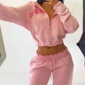 Survêtement court moulant d'hiver pour femmes grandes tailles, couleur unie, style streetwear, 100 % polyester satiné, tissu écologique et respirant - Product Image 2