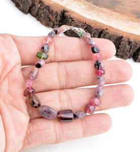 Turmalina natural multicolor pulida para la elaboración de joyería fina, pulsera de piedras preciosas - Product Image 4