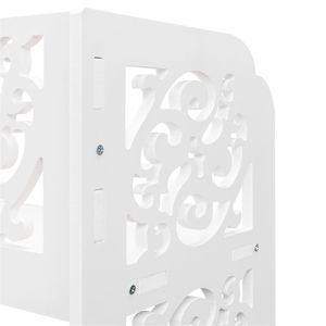 Scarpiera Moderna Stile Fattoria Bianca di Grado A, a Quattro Livelli, in Legno Intagliato e Pannelli di Plastica, con Ripiani Regolabili per Arredamento Domestico e Conservazione Scarpe - Product Image 3