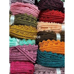 Encaje de diseño bordado a medida, colorido y de alta calidad, para vestidos. Compre en línea a precio mayorista. Encaje de algodón con soporte OEM. - Product Image 1