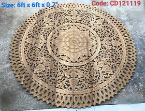 Paneles Decorativos Redondos de Madera de Teca Tallada de 1.5 m, 100% Hechos a Mano, Alta Resistencia, Ecológicos, Decoración Clásica Tailandesa para el Hogar - Product Image 6