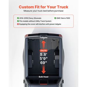 Copertura Morbida Avvolgibile per Cassone Pick-up Compatibile con Chevy Silverado/GMC Sierra 1500 2014-2018, Adatta per Modelli F-250 Pao con Cassone da 5.8 ft - Product Image 2