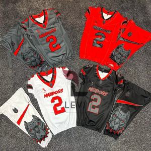 Ventes en gros de maillots de football américain de haute qualité, uniformes à manches courtes, ensembles de football universitaire, confortables, élégants, service OEM - Product Image 3