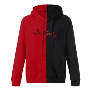 Sudadera con Capucha Personalizada para Hombre – Diseño Dividido Mitad Rojo Mitad Negro - Product Image 1