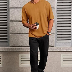 T-shirt Oversize Homme Coupe Ample Décontractée 100% Coton Tissu Respirant Confortable Élégant Style Urbain Quotidien Lettres - Product Image 5