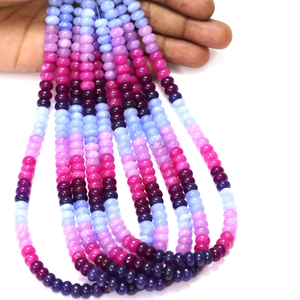 Hermosas cuentas de cuarzo lisas en forma de rondel, de color rosa azulado, de 7-8 mm, cuentas de piedra preciosa de cuarzo multicolor. - Product Image 1