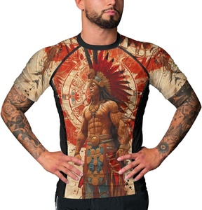 Camiseta de Manga Larga con Protección Solar UPF50+ para Hombre, Diseño de Guerrero Azteca, Sublimación, Secado Rápido, Spandex, para Natación y Surf - Product Image 3