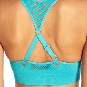 Sujetador deportivo transpirable al por mayor, diseño sencillo, personalización frontal, mezcla de elastano/nailon de alta calidad, alto soporte para entrenamiento, yoga y ejercicio. - Product Image 3