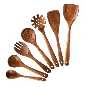 Ustensile de cuisine en bois, cuillère de service en bois naturel, pour cuisiner, mélanger et servir, ustensile de cuisine durable - Product Image 4