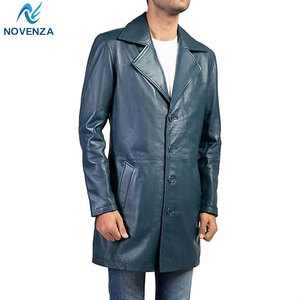 Fashionable Men Genuine Leather Reversible Trench <b>Coat</b> Winter Warm <b>Lined</b> Outerwear for Business Travel and Everyday Wear - Product Image 2