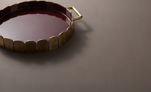 Modern Round Metal Enamel <b>Tray</b> with <b>Gold</b> Handles Decorative Scalloped Edge Serving Platter for <b>Coffee</b> <b>Table</b> Living Room Kitchen - Product Image 5