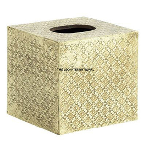 Boîte à mouchoirs carrée pour la maison, le bureau et la voiture, support de mouchoirs fini doré pour accessoires de table de luxe - Product Image 6