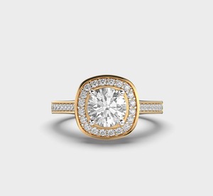 Anillo de Compromiso de Oro Sólido de 18K con Diamantes Redondos, Engaste Pavé, Joyería Fina Clásica para Mujer, Forma de Corona - Product Image 1