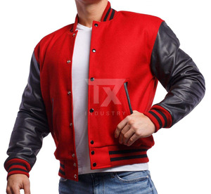Vestes de baseball pour hommes en cuir véritable sur mesure, vente en gros OEM, design de logo par transfert thermique, vestes bomber varsity - Product Image 6
