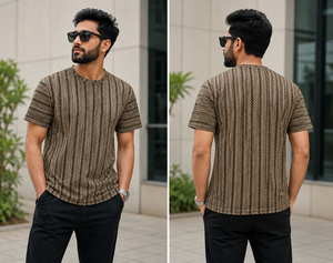 Men's Striped Polo Neck Polycotton T-Shirt Casual Short Sleeve Custom <b>Logo</b> for Mens Available at Best Price - Product Image 2