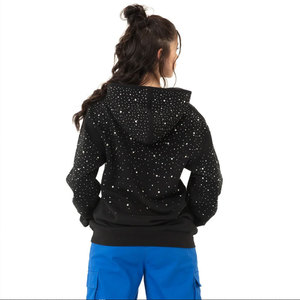 Sweat-shirt à capuche noir imprimé étoiles, pull en polaire surdimensionné avec poche, unisexe, décontracté, pour l'automne - Product Image 4