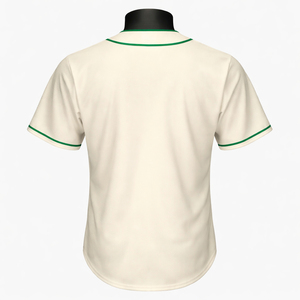 Maillot de baseball personnalisé avec crème sur le devant, chemise de baseball entièrement boutonnée, bordure verte, uniforme d'équipe, haut respirant et à séchage rapide - Product Image 6