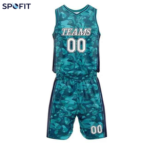 ชุดเสื้อบาสเก็ตบอลพิมพ์ลายพรางแบบกำหนดเอง SPOFIT คอวี แขนกุด ระบายเหงื่อได้ดี ผ้าโพลีเอสเตอร์ 260 กรัม สำหรับทุกเพศ - Product Image 2