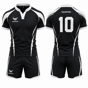 Warpro ชุดเสื้อรักบี้ผู้ชายสีดำสีขาวชุดเสื้อทีมคอวีกันความชื้นใส่ได้ทุกฤดูกาล - Product Image 6