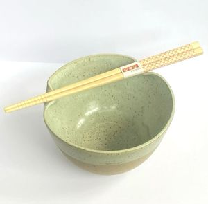 Bol à riz en céramique rond style Wabi Sabi, glaçure mouchetée, fait main, vaisselle en céladon pour servir - Product Image 1