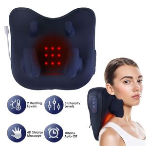 Massaggiatore Shiatsu 4D Senza Fili con 6 Nodi, 2 Livelli di Riscaldamento, 3 Intensità e Timer Automatico per Collo e Schiena, in Pelle - Product Image 1