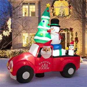 8ft Colorful Festive Design <b>Inflatable</b> Santa <b>Car</b> Decor LED Lights Christmas Outdoor Holiday Yard Yard Decorations - Product Image 4