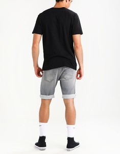 Men's Vintage-Style Black Loose Light Washed Denim Shorts High Waisted Wide Leg with Woven <b>Craft</b> Pocket Windproof 100% Cotton - Product Image 2