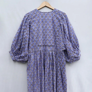 Beautiful floral Cotton Block Printed dress Dress For Casual wear Hand Block Printed Dress - Product Image 5