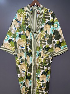 Kimono de Algodón Tejido a Mano con Estampado de Aves, Estilo Bohemio, para Novia, Ropa de Estar por Casa, Verano, Primavera, Secado Rápido, Cuello en V, Manga Larga - Product Image 5