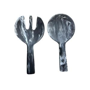 Yellow Resin Craft Salad <b>Serving</b> <b>Spoon</b> and Fork Set with Twisted Handles for Stylish Kitchen and Dining Use - Product Image 2