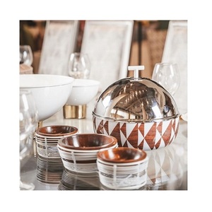 Customized Size And Shape <b>Food</b> Serving Dish Hammered Design Copper And Steel Double Wall <b>Food</b> Serving Dish - Product Image 6