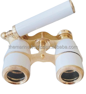 Binoculares blancos de cristal de ópera de nácar de latón náutico hechos a mano con Funda de cuero decorativa para regalos - Product Image 4