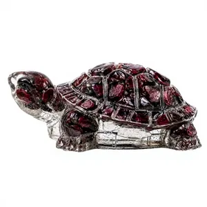 Figurine Tortue en Résine Garnet Orgonite Faite à la Main, 2,7 Pouces, avec Éclats de Pierres Précieuses, Décoration Feng Shui pour la Maison, Cadeau, Vente en Gros - Product Image 1