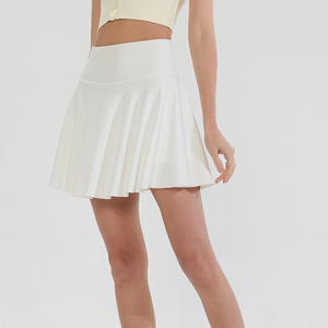 Jupe de tennis mini plissée rose unie taille haute respirante avec fermeture éclair pour femme – Collection été - Product Image 2
