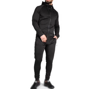 Ensemble survêtement et sweat à capuche pour homme, imperméable, avec poches zippées, séchage rapide, 100% coton, streetwear, sportswear uni - Product Image 5