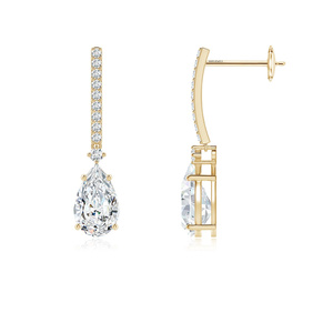 Pendientes Clásicos con Diamantes Cultivados en Laboratorio con Corte de Pera, Oro de 10K, 14K, 18K, Plata de Ley 925, 935, Regalo para Bodas y Fiestas - Product Image 3