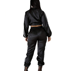 Conjunto Deportivo para Mujer con Franjas Reflectantes, Chaqueta Corta con Cremallera y Pantalones Jogger, Ropa Deportiva, Fabricante OEM ODM - Product Image 3