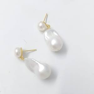 Boucles d'oreilles en perles naturelles, argent sterling 925, plaqué or 18 carats, 4 mm, légères, faites à la main, bijoux cadeau pour elle - Product Image 1